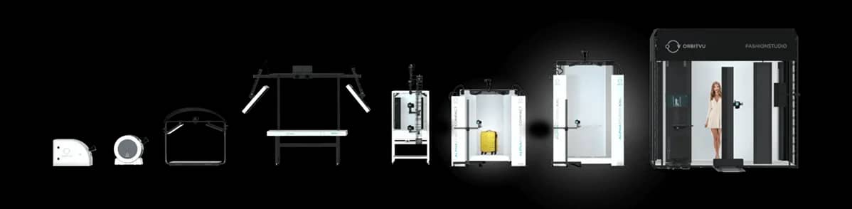 Orbitvu automatisert produktfotograferingsstudio-serie fra kompakte rotasjonsplater til det komplette Fashion Studio